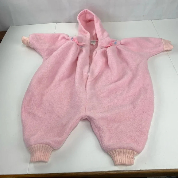 Vintage Hartstrings Baby 24 Months Pink Fleece Bunting Outerwear 3/4 Zip - Picture 1 of 6